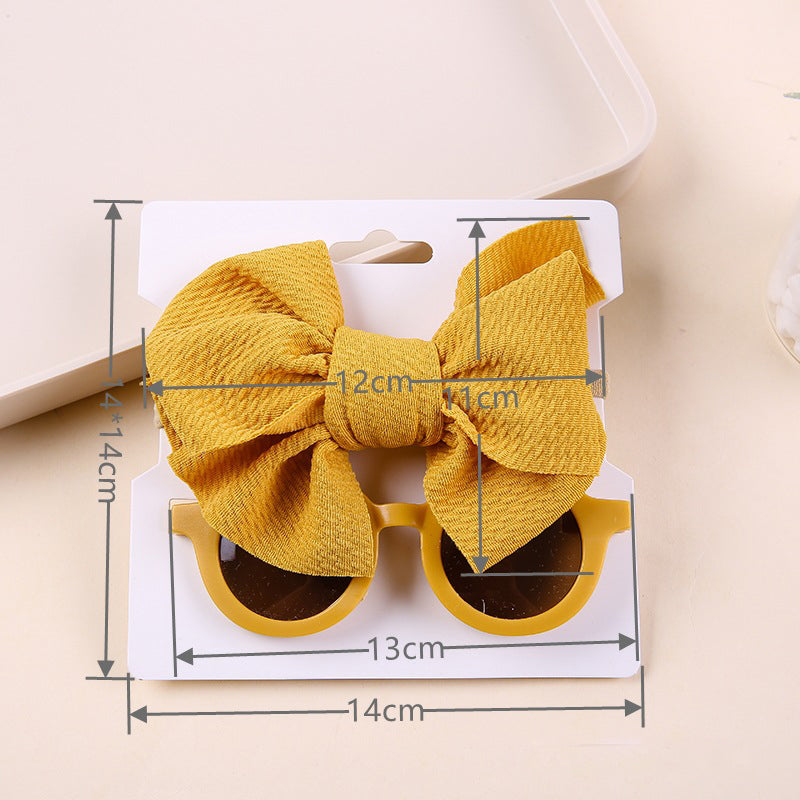 2 Pieces Set Girls Solid Color Bow Headwear And Glasses Wholesale 221216383