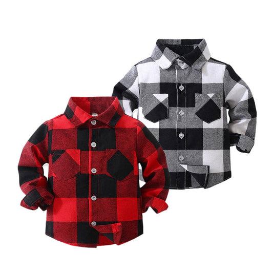 Baby Kid Boys Color-blocking Checked Shirts Wholesale 221216386