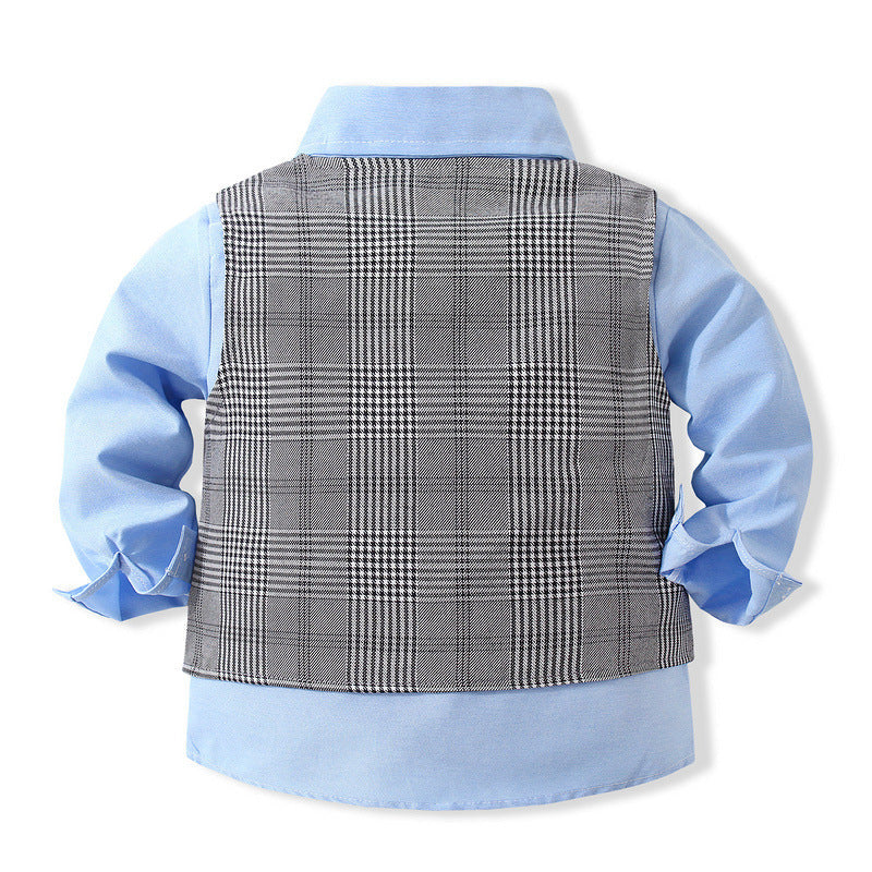 3 Pieces Set Baby Kid Boys Birthday Party Bow Shirts And Checked Vests Waistcoats And Pants Wholesale 221216398