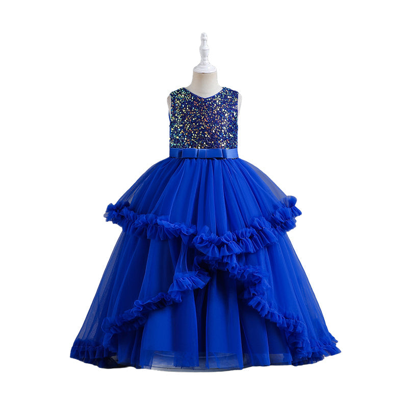 Kid Big Kid Girls Bow Christmas Birthday Party Dresses Princess Dresses Wholesale 221216416