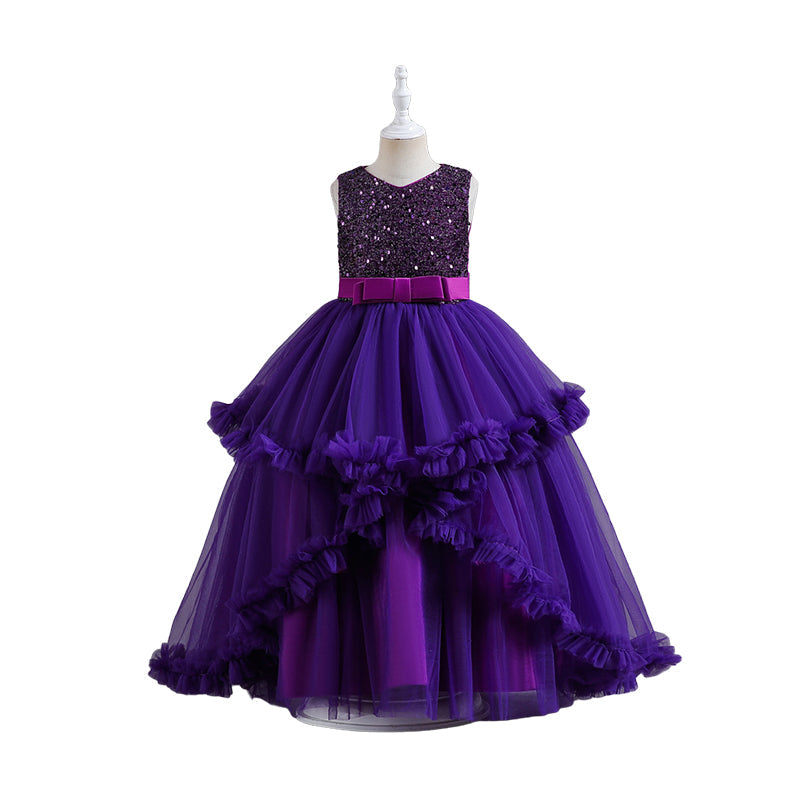 Kid Big Kid Girls Bow Christmas Birthday Party Dresses Princess Dresses Wholesale 221216416