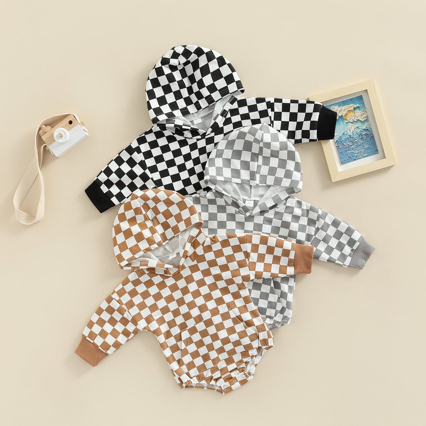 Baby Kid Unisex Checked Rompers Wholesale 221216423