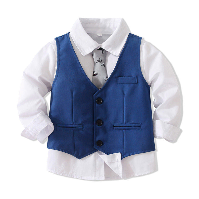 3 Pieces Set Baby Kid Boys Birthday Party Solid Color Bow Shirts Vests Waistcoats And Pants Wholesale 221216443