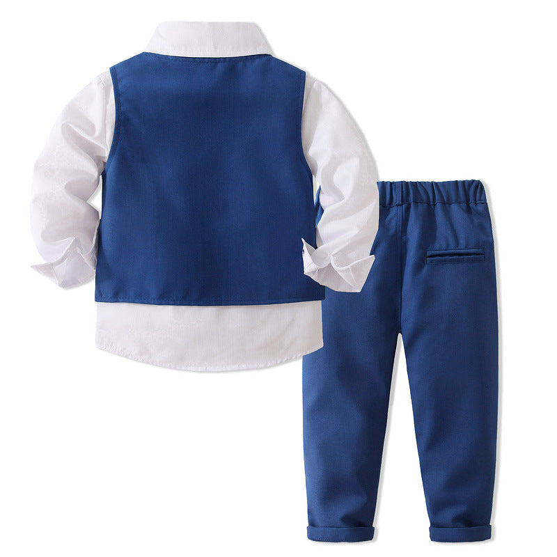 3 Pieces Set Baby Kid Boys Birthday Party Solid Color Bow Shirts Vests Waistcoats And Pants Wholesale 221216443