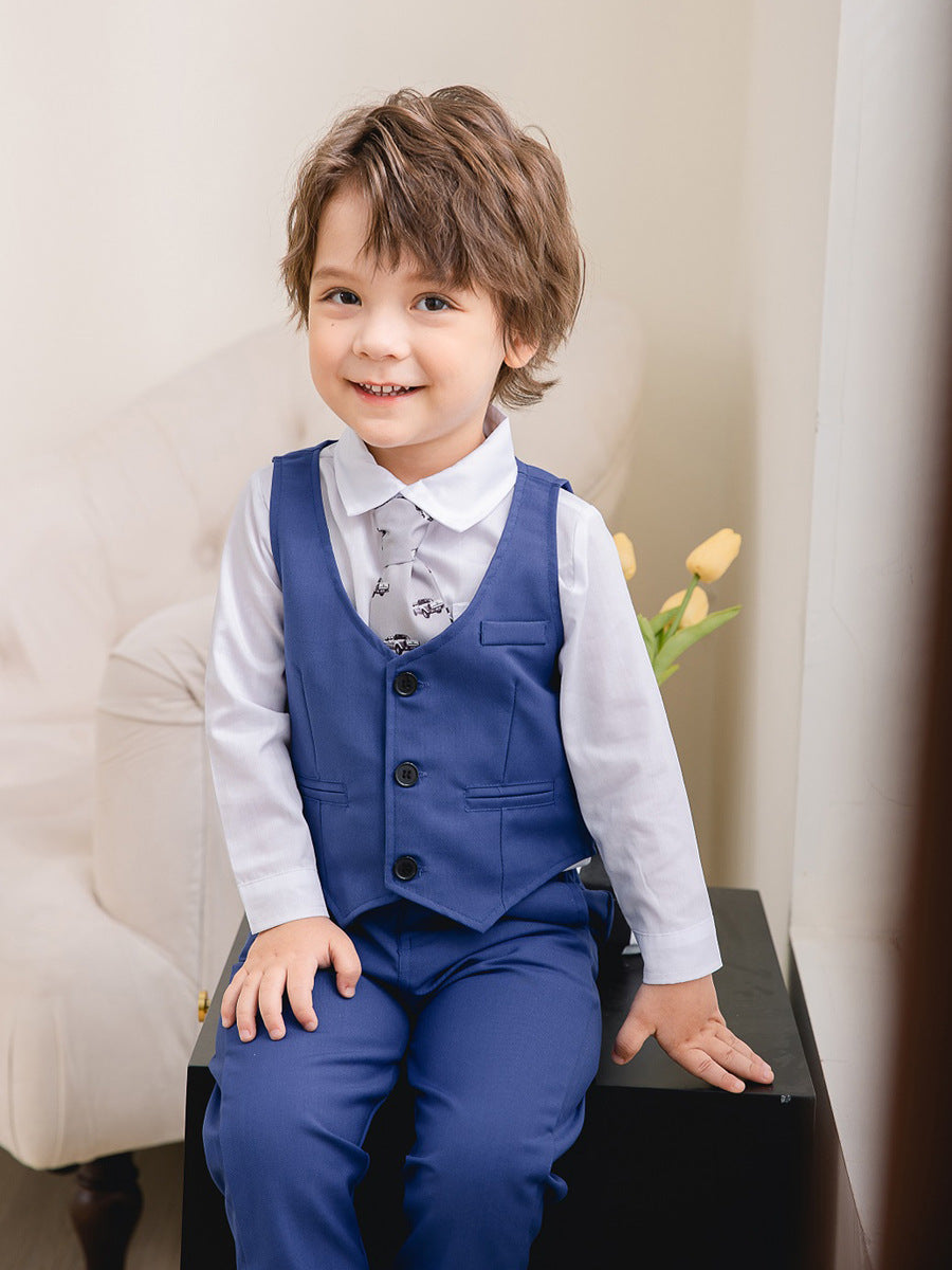 3 Pieces Set Baby Kid Boys Birthday Party Solid Color Bow Shirts Vests Waistcoats And Pants Wholesale 221216443