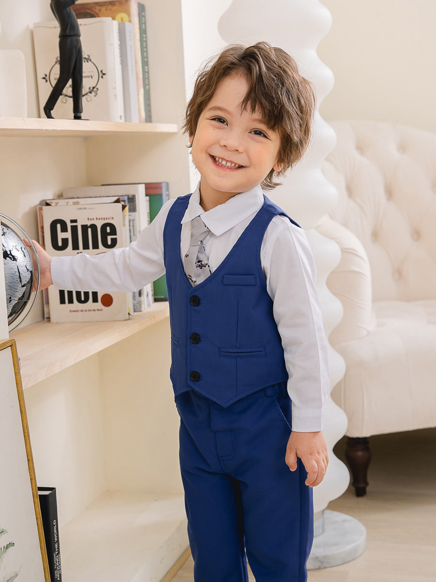 3 Pieces Set Baby Kid Boys Birthday Party Solid Color Bow Shirts Vests Waistcoats And Pants Wholesale 221216443