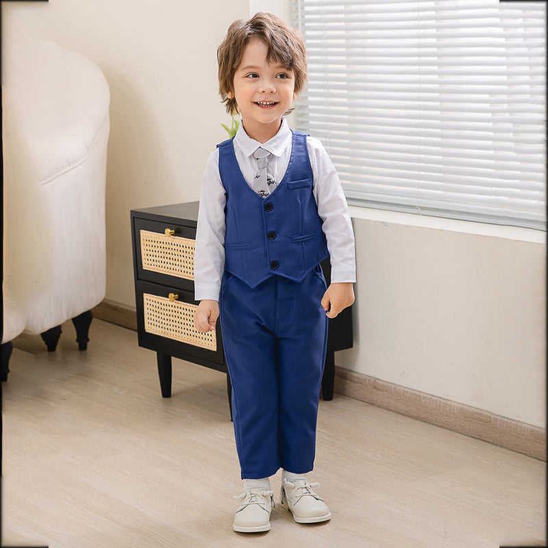 3 Pieces Set Baby Kid Boys Birthday Party Solid Color Bow Shirts Vests Waistcoats And Pants Wholesale 221216443