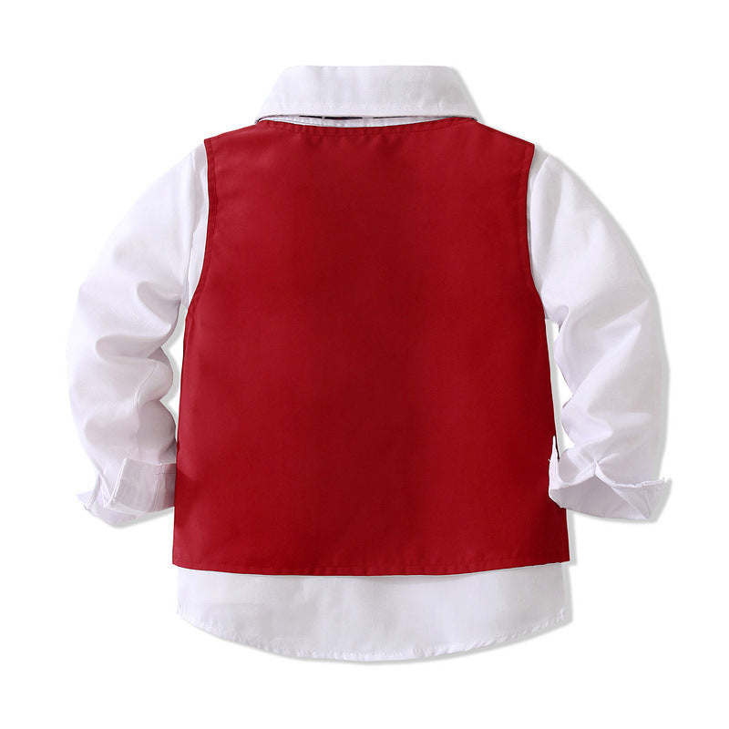 3 Pieces Set Baby Kid Boys Birthday Party Solid Color Bow Shirts Vests Waistcoats And Pants Wholesale 221216444