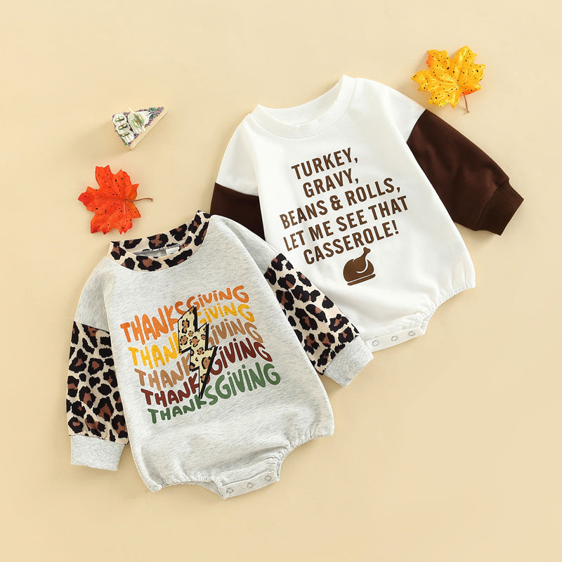 Baby Unisex Letters Leopard Print Rompers Wholesale 221216449