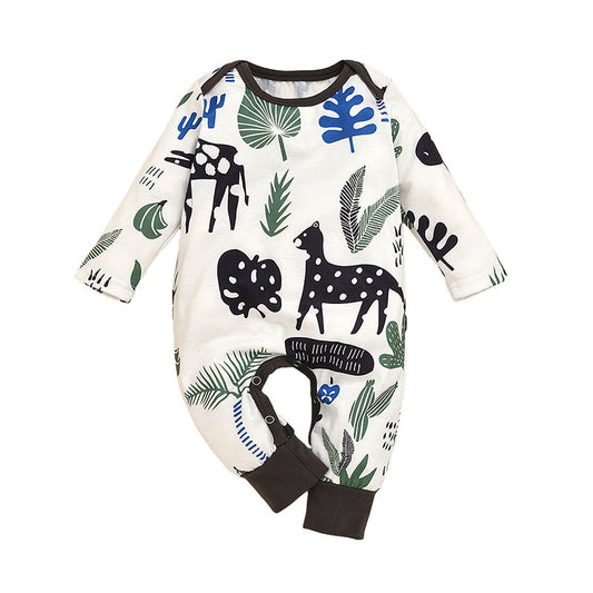 Baby Unisex Animals Cartoon Plant Print Jumpsuits Wholesale 22121652