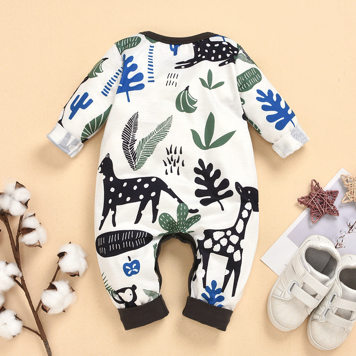 Baby Unisex Animals Cartoon Plant Print Jumpsuits Wholesale 22121652