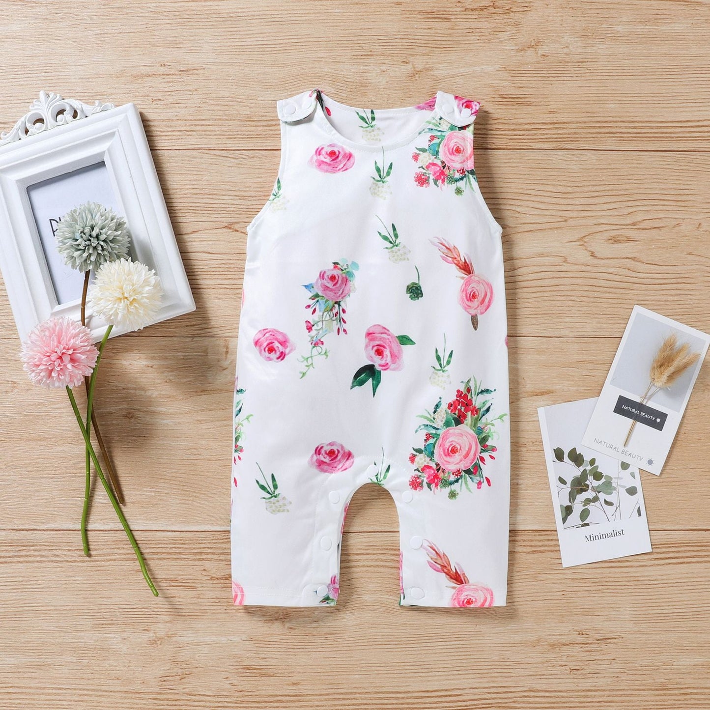 Baby Girls Flower Print Jumpsuits Wholesale 22121658