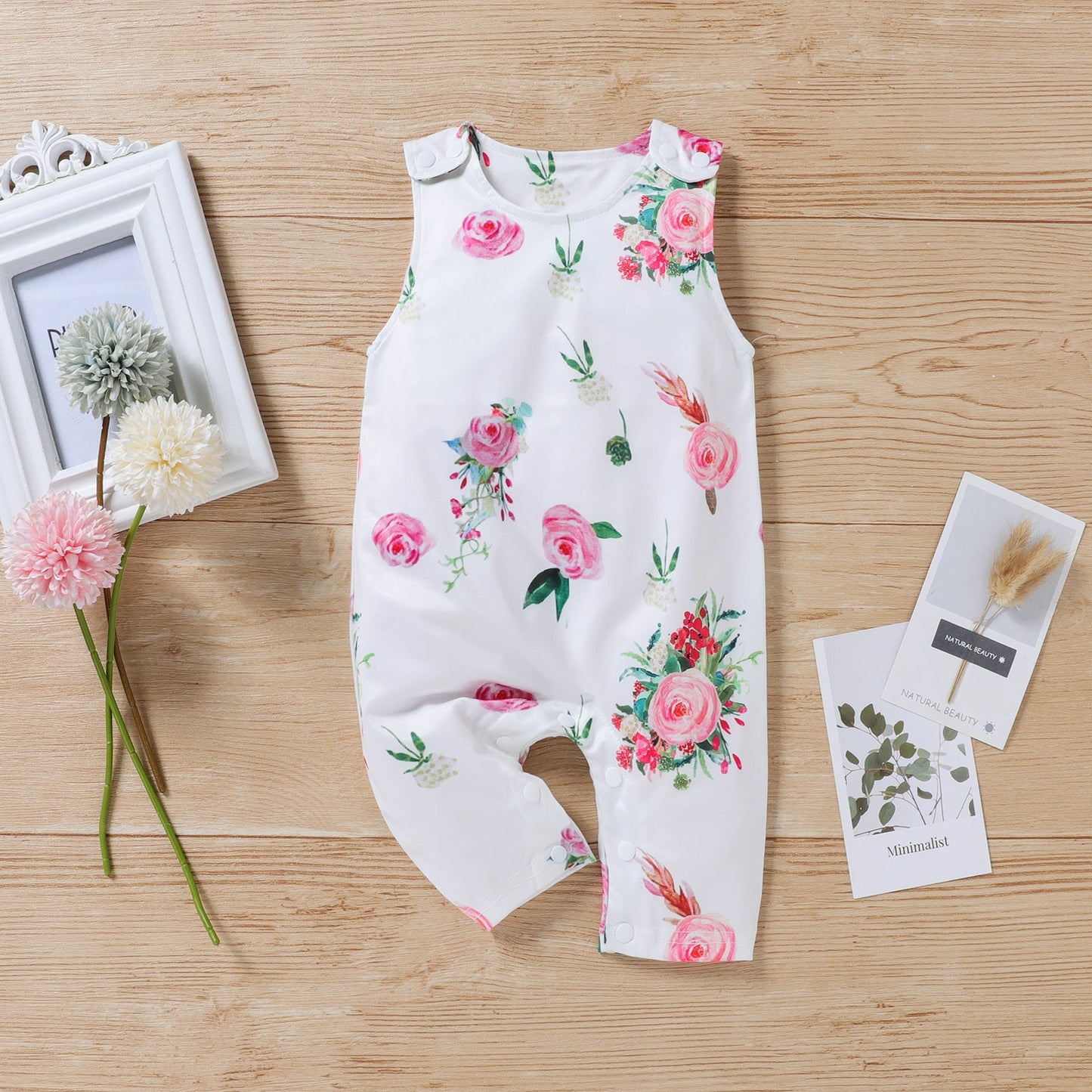 Baby Girls Flower Print Jumpsuits Wholesale 22121658