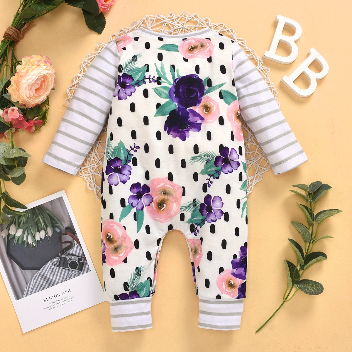 Baby Unisex Flower Print Jumpsuits Wholesale 22121664