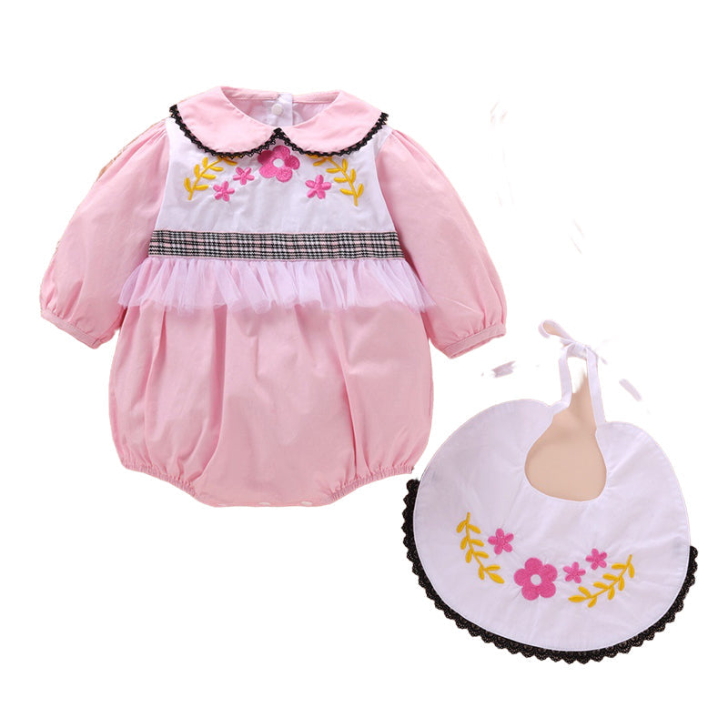 3 Pieces Set Baby Girls Embroidered Rompers Solid Color Hats And Flower Others accessories Wholesale 22121688