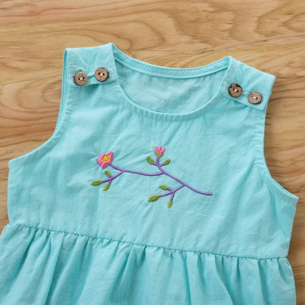 Baby Girls Flower Embroidered Rompers And Accessories Hats Wholesale 22121694