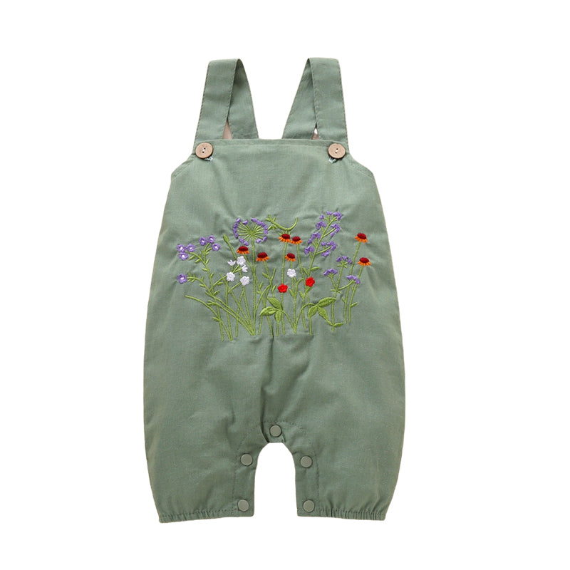 Baby Girls Flower Embroidered Jumpsuits Wholesale 22121696