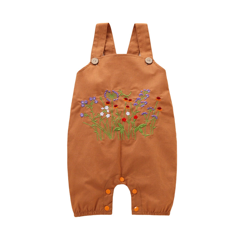 Baby Girls Flower Embroidered Jumpsuits Wholesale 22121696