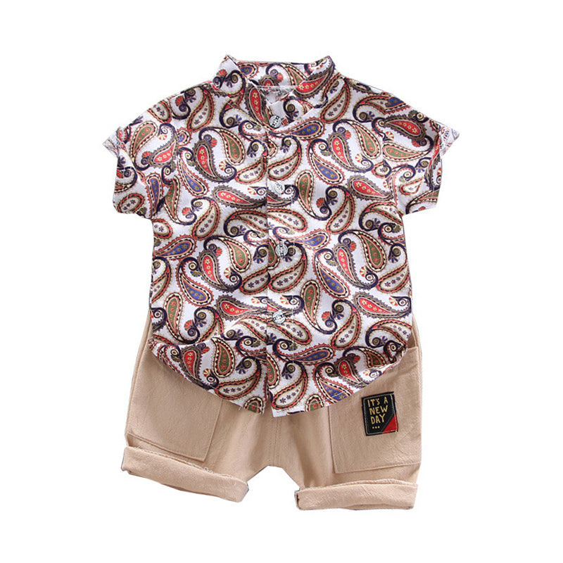 2 Pieces Set Baby Kid Boys Print Tops And Letters Shorts Wholesale 22122011