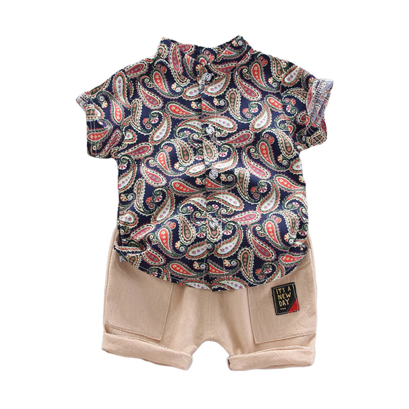 2 Pieces Set Baby Kid Boys Print Tops And Letters Shorts Wholesale 22122011