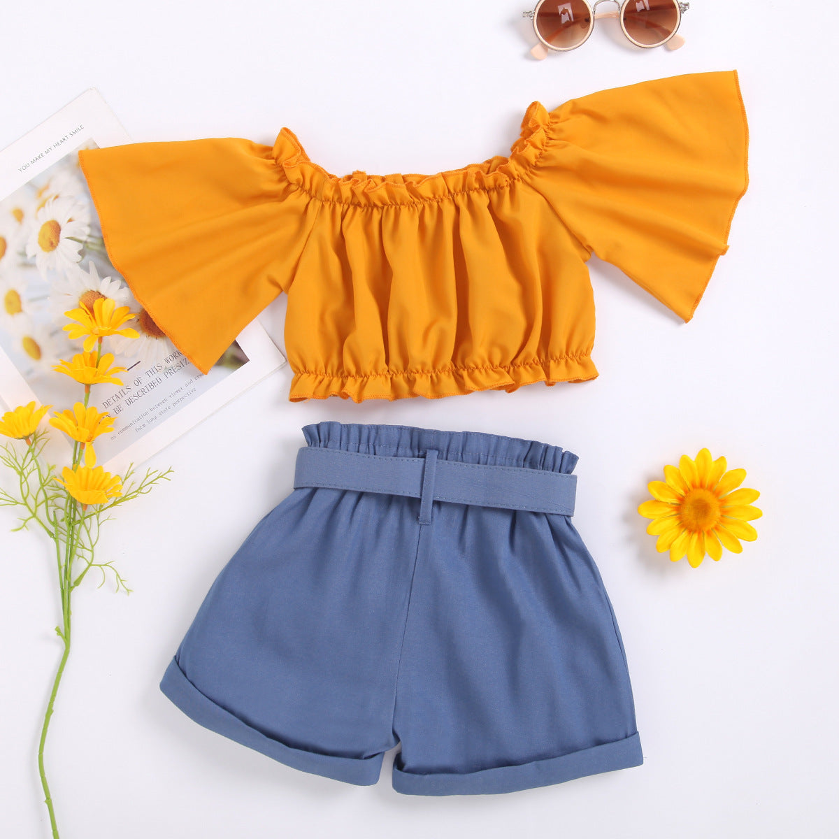 2 Pieces Set Baby Kid Girls Solid Color Tops And Shorts Wholesale 221220125