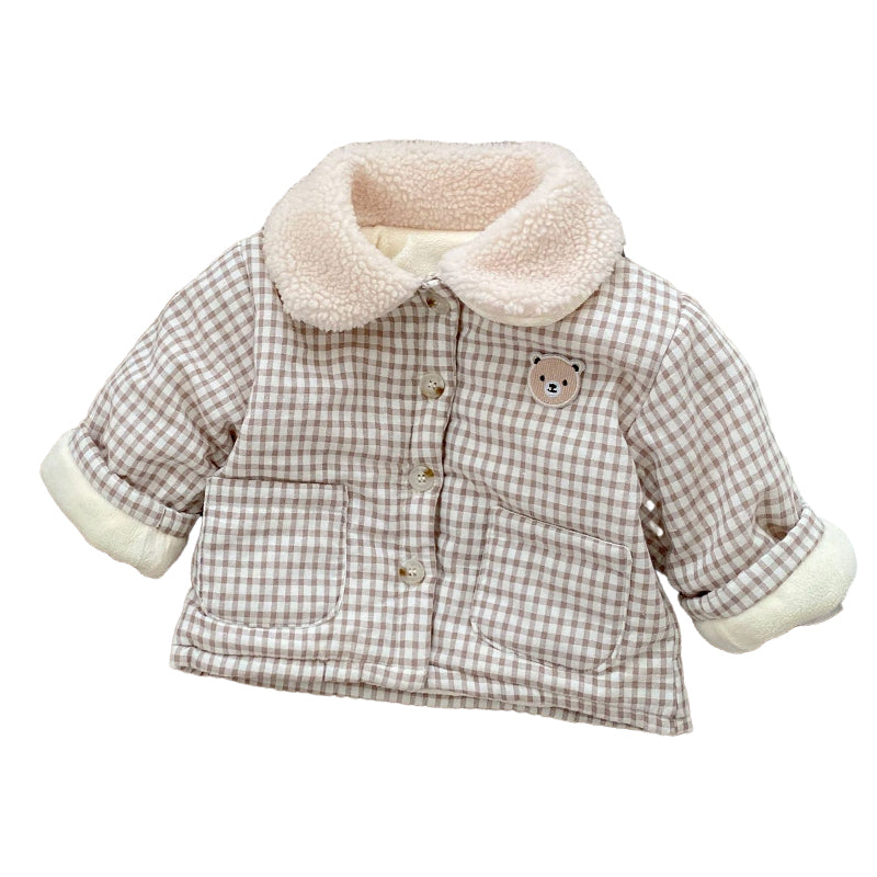 Baby Unisex Checked Cartoon Embroidered Jackets Outwears Wholesale 221220134