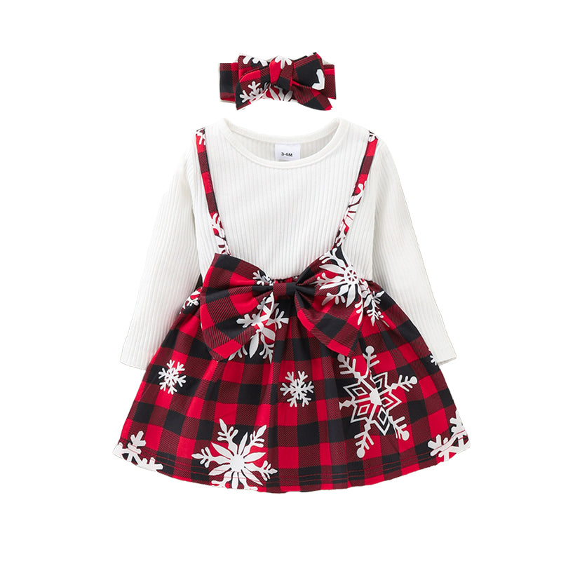 Baby Kid Girls Checked Bow Christmas Dresses Wholesale 221220135