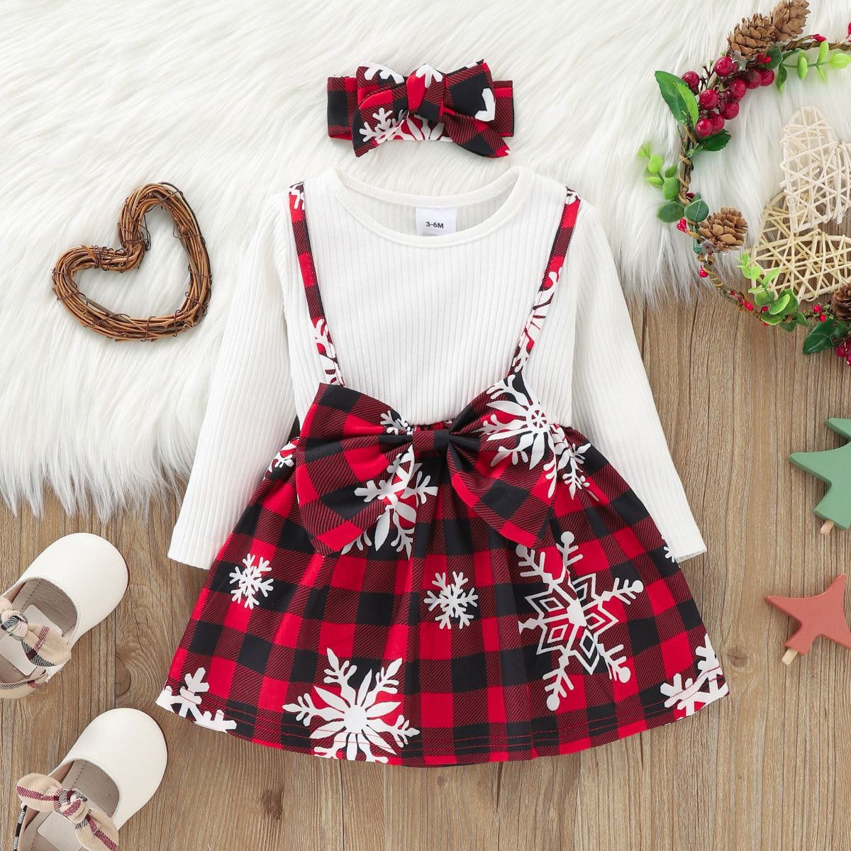 Baby Kid Girls Checked Bow Christmas Dresses Wholesale 221220135