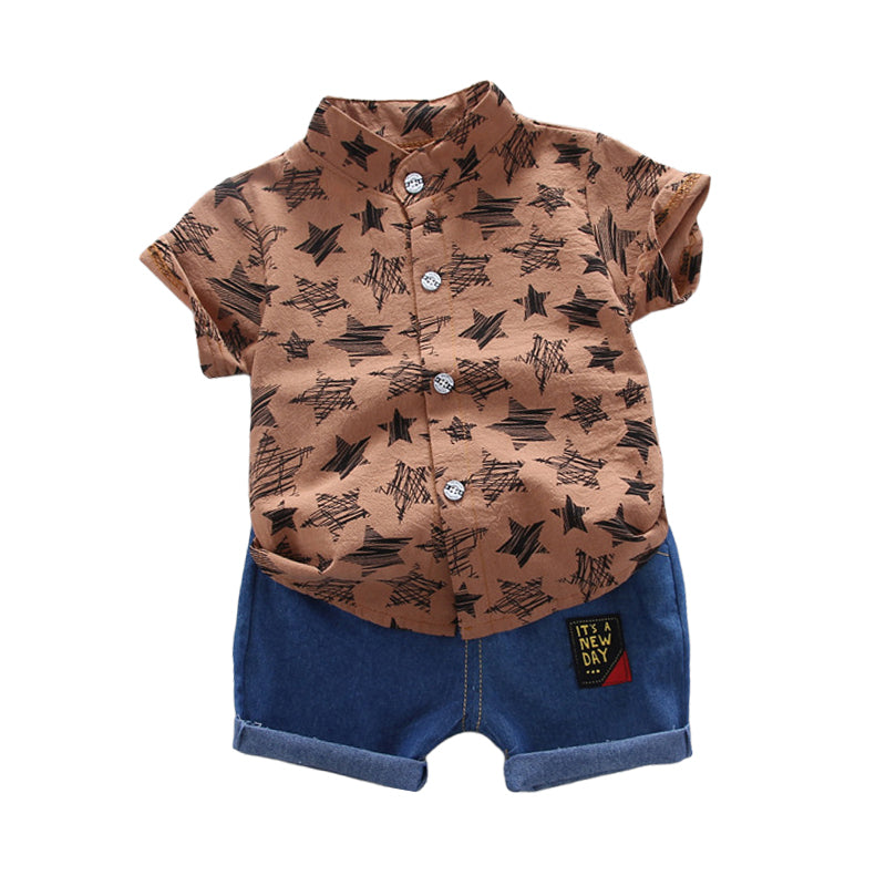 2 Pieces Set Baby Kid Boys Star Tops And Letters Shorts Wholesale 22122016