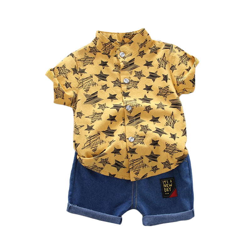 2 Pieces Set Baby Kid Boys Star Tops And Letters Shorts Wholesale 22122016