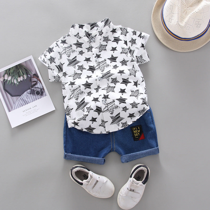 2 Pieces Set Baby Kid Boys Star Tops And Letters Shorts Wholesale 22122016