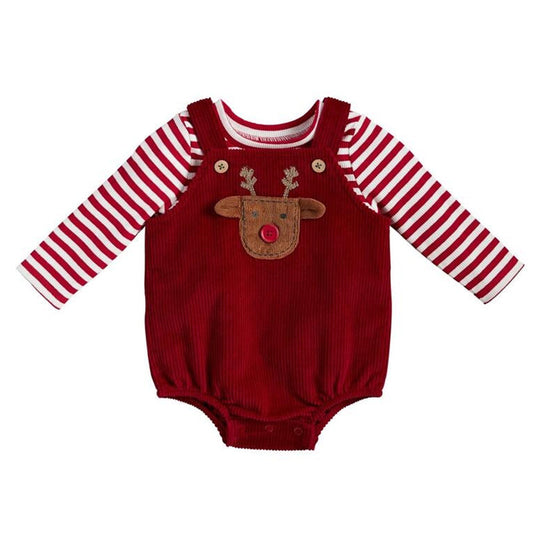 2 Pieces Set Baby Unisex Christmas Striped Tops And Cartoon Rompers Wholesale 221220192