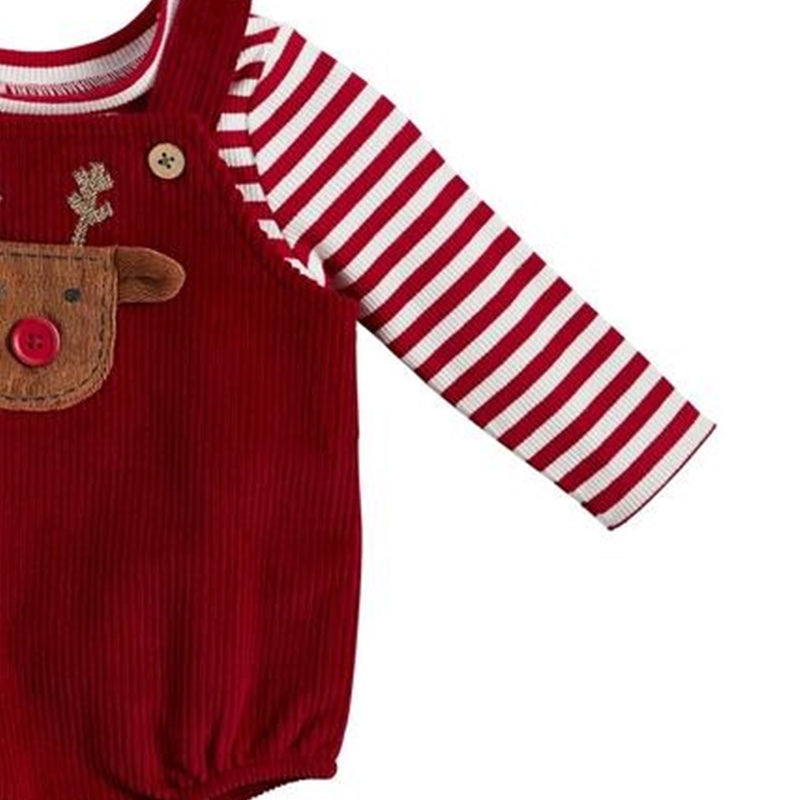 2 Pieces Set Baby Unisex Christmas Striped Tops And Cartoon Rompers Wholesale 221220192