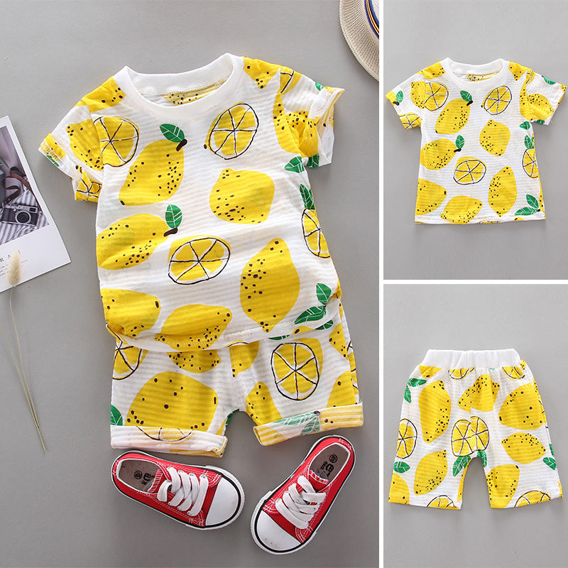 2 Pieces Set Baby Kid Unisex Fruit Print T-Shirts And Shorts Wholesale 22122021