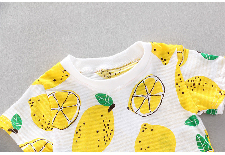 2 Pieces Set Baby Kid Unisex Fruit Print T-Shirts And Shorts Wholesale 22122021