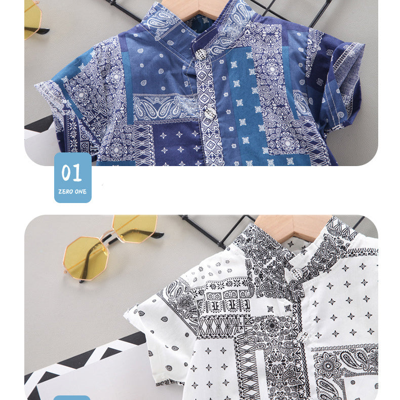 2 Pieces Set Baby Kid Boys Print Shirts And Letters Shorts Wholesale 22122031