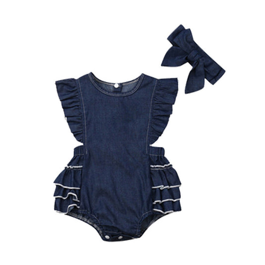 Baby Girls Solid Color Rompers Wholesale 22122047