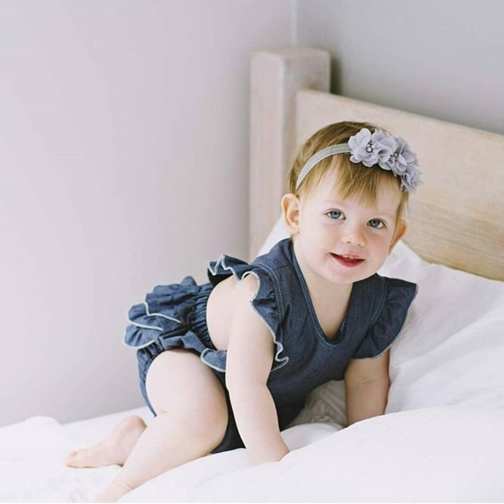 Baby Girls Solid Color Rompers Wholesale 22122047