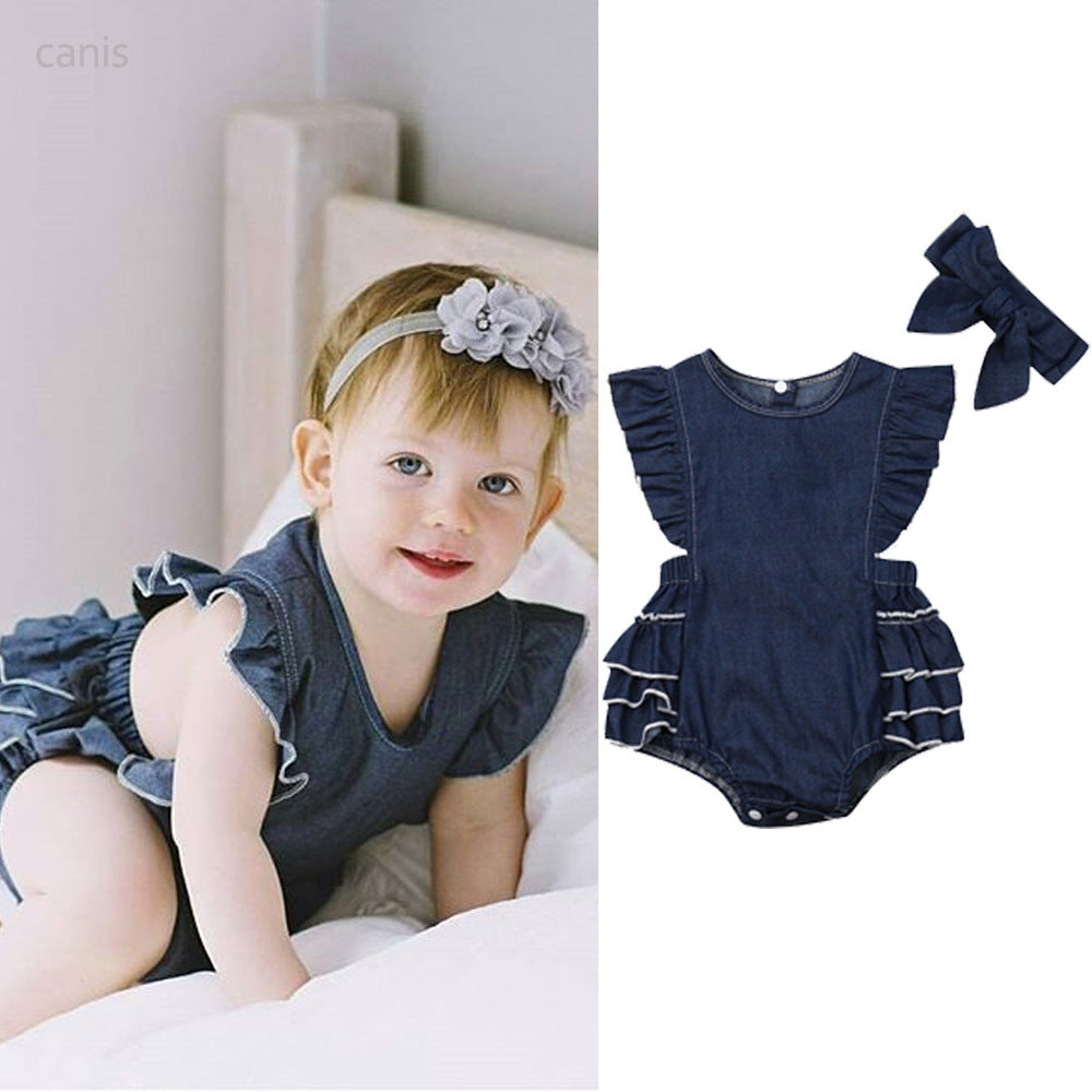 Baby Girls Solid Color Rompers Wholesale 22122047