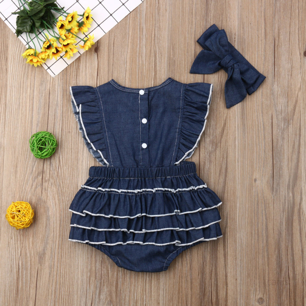 Baby Girls Solid Color Rompers Wholesale 22122047