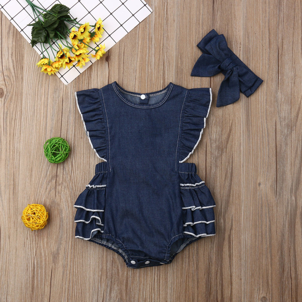 Baby Girls Solid Color Rompers Wholesale 22122047