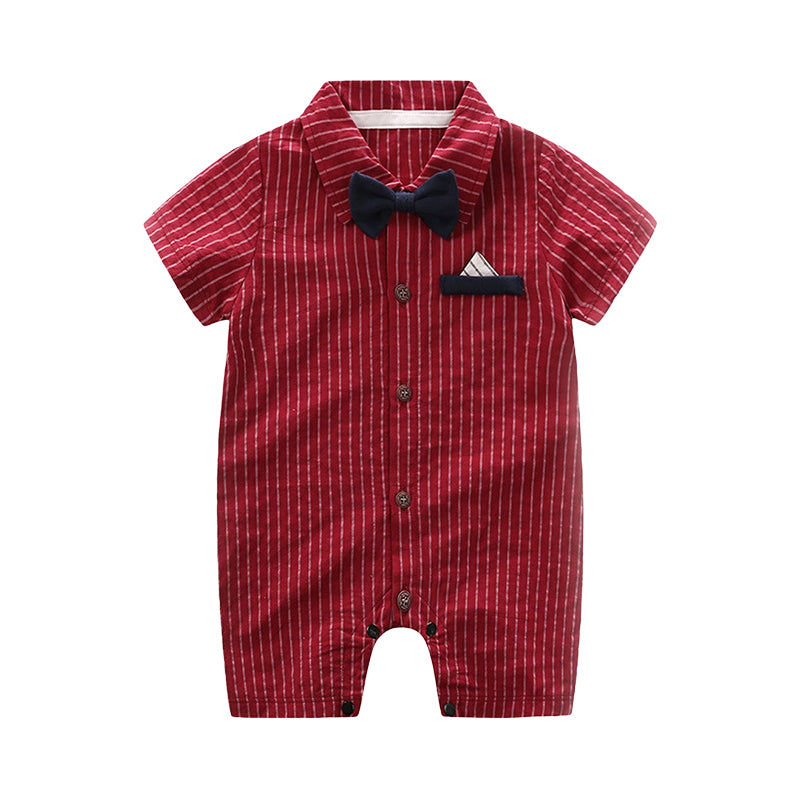 Baby Boys Striped Bow Jumpsuits Wholesale 22122050