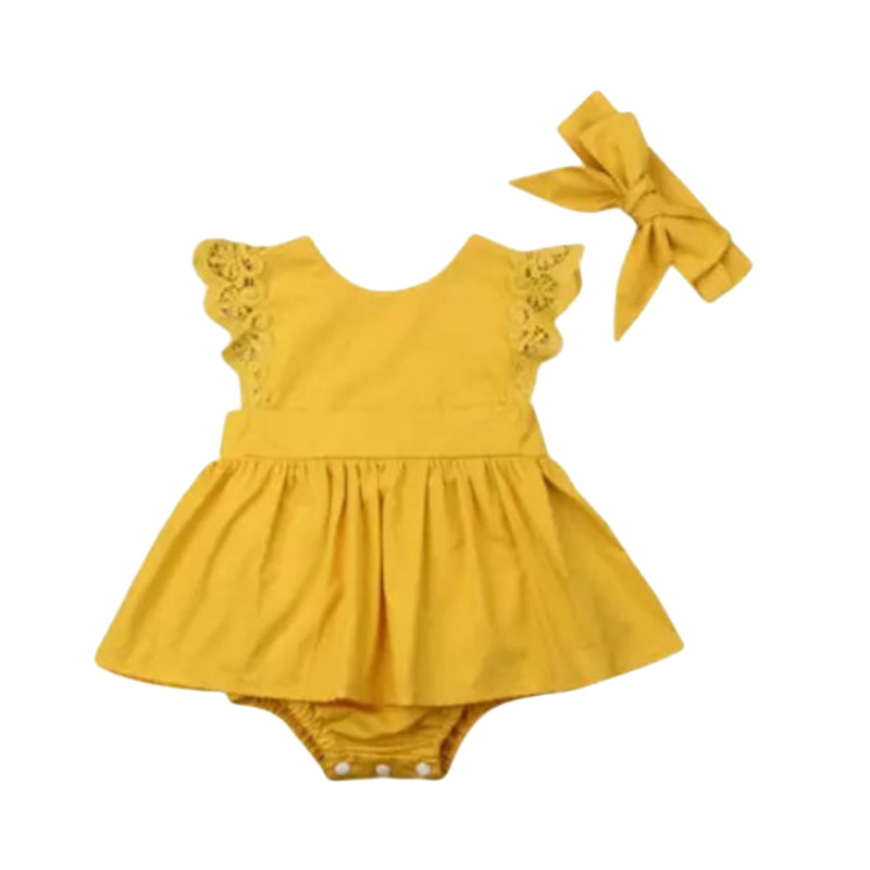 Baby Girls Solid Color Rompers Wholesale 22122051