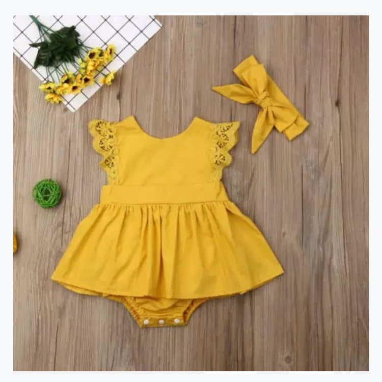 Baby Girls Solid Color Rompers Wholesale 22122051