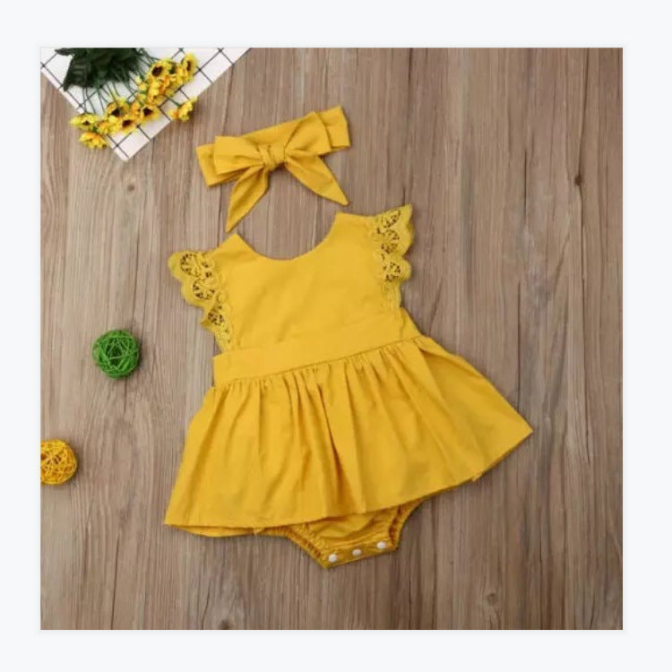 Baby Girls Solid Color Rompers Wholesale 22122051