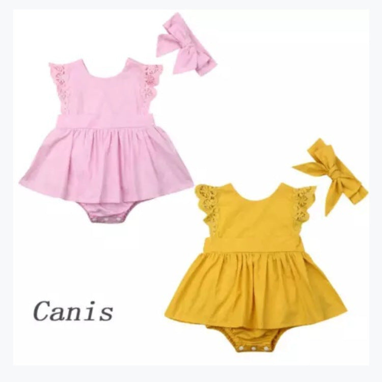 Baby Girls Solid Color Rompers Wholesale 22122051