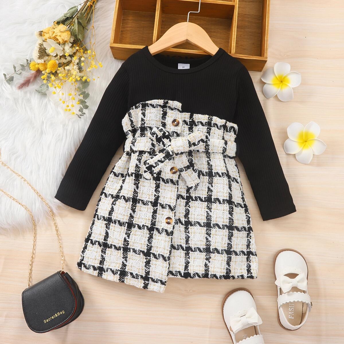 Baby Kid Girls Checked Dresses Wholesale 22122083