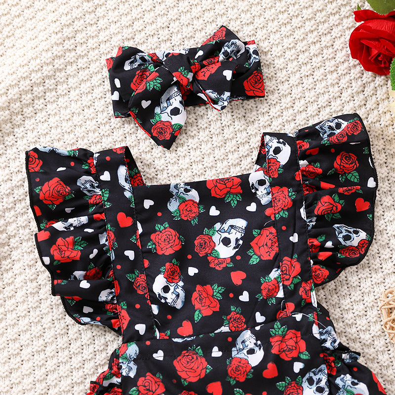 Baby Girls Flower Cartoon Print Rompers Wholesale 22122097