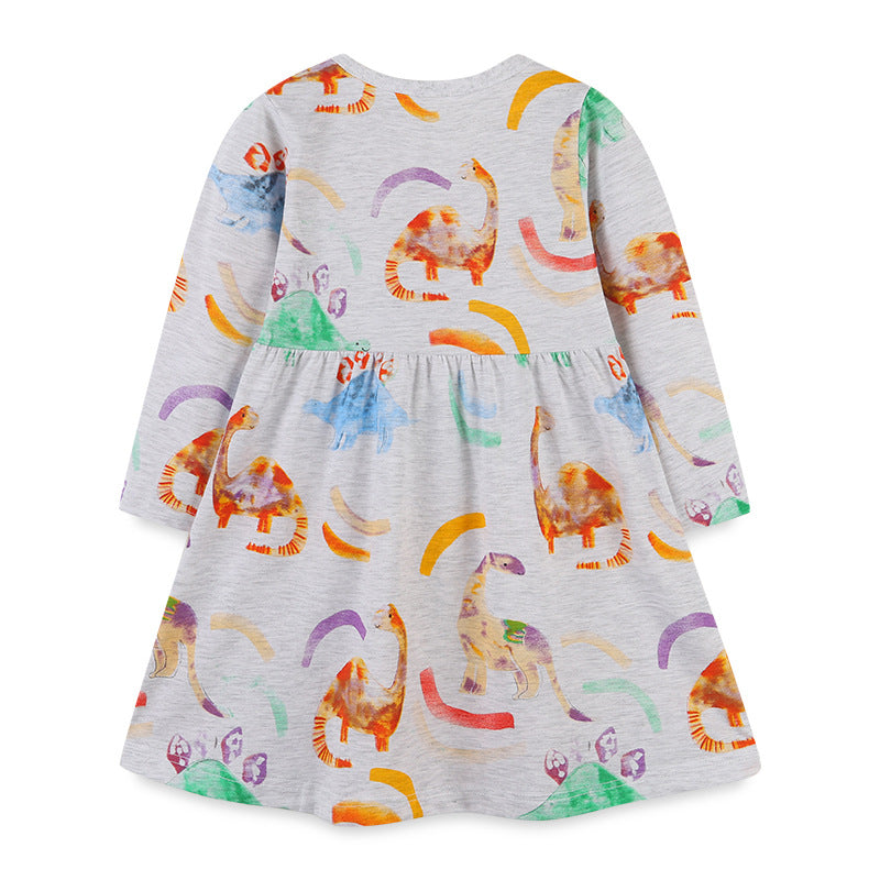 Baby Kid Girls Dinosaur Print Dresses Wholesale 221221132