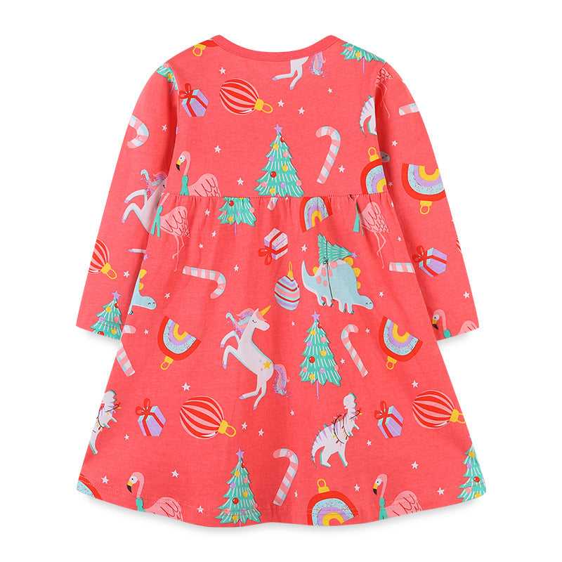 Baby Kid Girls Cartoon Print Dresses Wholesale 221221169